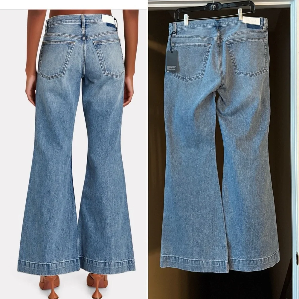 New Re/Done 70s Low Rise Bell Bottom Jeans in Lake Blue, Size 30. - Picture 2 of 14